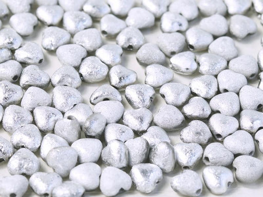 Herzperlen 6 mm Kristall geätzt Labrador voll Tschechisches Glas Farbe_Silver