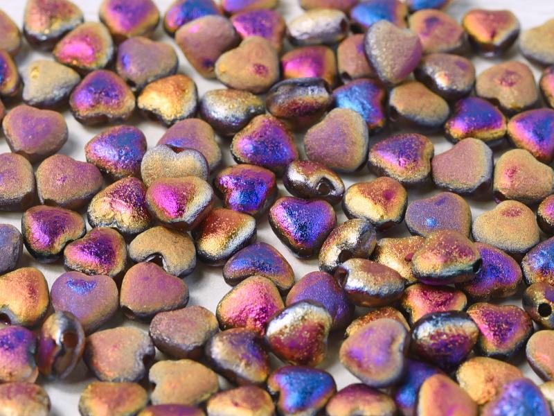 Herzperlen 6 mm Kristall Sliperit geätzt voll Tschechisches Glas Farbe_Multicolored