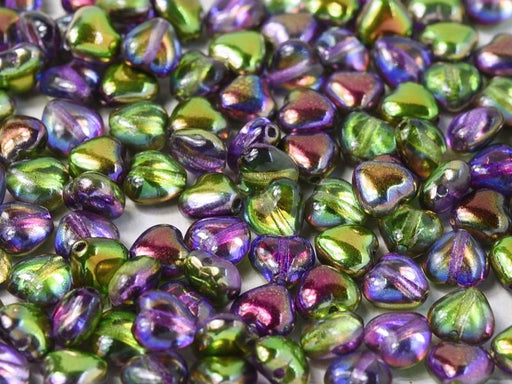 Herzperlen 6 mm Kristall Magische Orchidee Tschechisches Glas Farbe_Green Farbe_ Multicolored