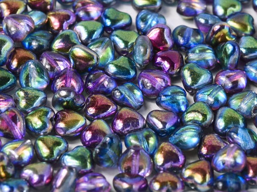 Herzperlen 6 mm Kristall Magische Blau Tschechisches Glas Farbe_Blue Farbe_ Multicolored