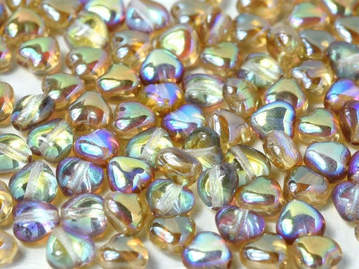 Herzperlen 6 mm Kristall Braun Schimmernd Tschechisches Glas Farbe_Brown Farbe_ Multicolored