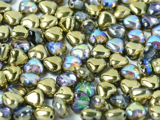 Herzperlen 6 mm Kristall Gold Schimmernd Tschechisches Glas Farbe_Gold Farbe_ Multicolored