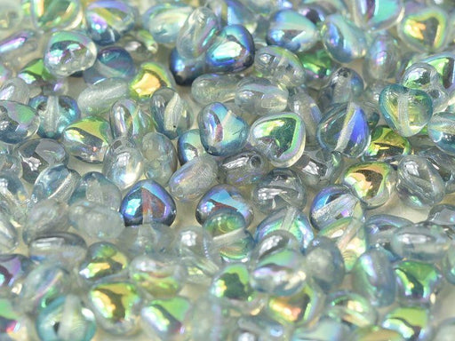 Herzperlen 6 mm Kristall Blau schimmernd Tschechisches Glas Farbe_Blue Farbe_ Multicolored