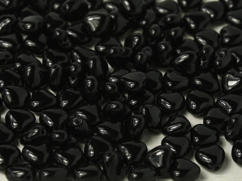 Herzperlen 6 mm Schwarz Tschechisches Glas Farbe_Black