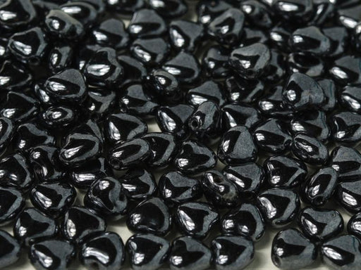 Herzperlen 6 mm Jet Hämatit Tschechisches Glas Farbe_Grey