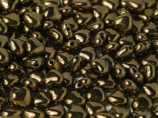 Herzperlen 6 mm Jet Bronze Tschechisches Glas Farbe_Brown
