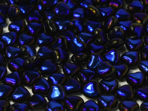 Herzperlen 6 mm Schwarz Voll Azuro Tschechisches Glas Farbe_Black Farbe_ Blue