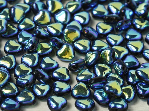 Herzperlen 6 mm Schwarz Voll AB Tschechisches Glas Farbe_Blue Farbe_ Multicolored