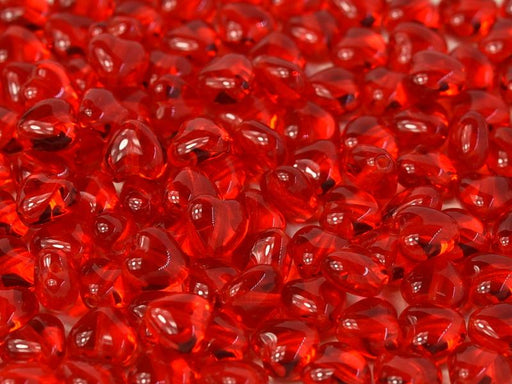 Herzperlen 6 mm Hell Siam Tschechisches Glas Farbe_Red
