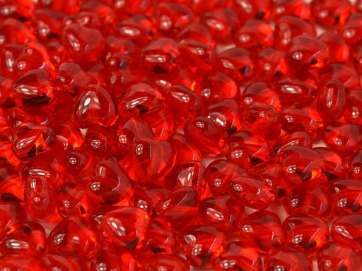 Herzperlen 6 mm Hell Siam Tschechisches Glas Farbe_Red
