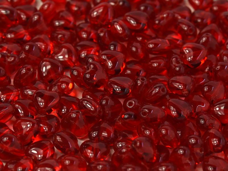 Herzperlen 6 mm Rot Transparent Tschechisches Glas Farbe_Red
