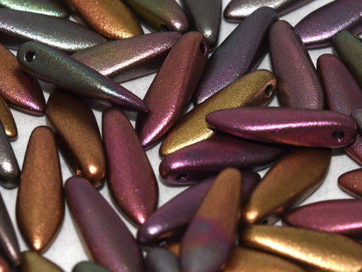 Dolchperlen 5x16 mm Lila Irrisierend Gold Tschechisches Glas Farbe_Purple Farbe_ Gold