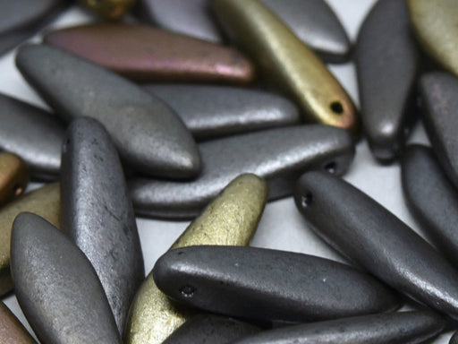 Dolchperlen 5x16 mm Zink Irrisierend Tschechisches Glas Farbe_Grey Farbe_ Multicolored