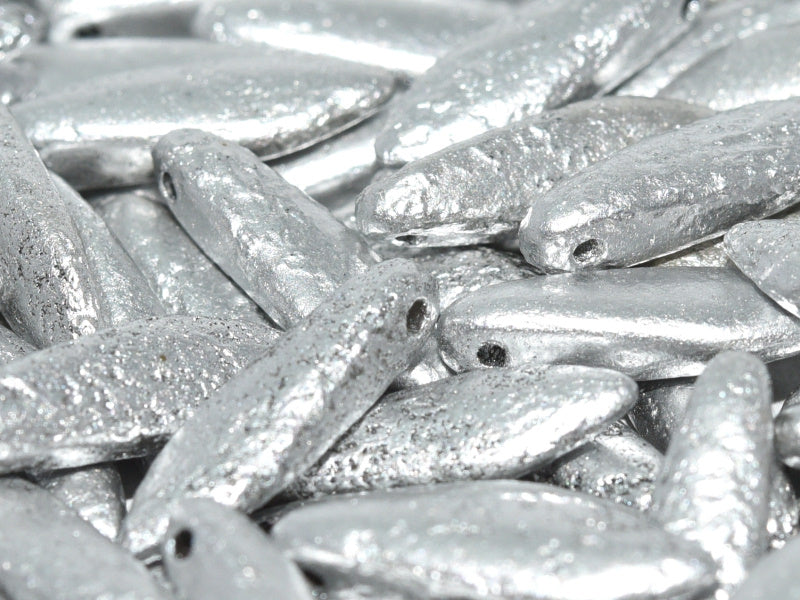 Dolchperlen 5x16 mm Aluminium Silber Geätt Tschechisches Glas Farbe_Silver