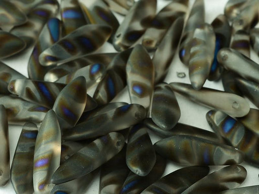 Dolchperlen 5x16 mm Kristall Azuro Streifen Mattiert Tschechisches Glas Farbe_Multicolored