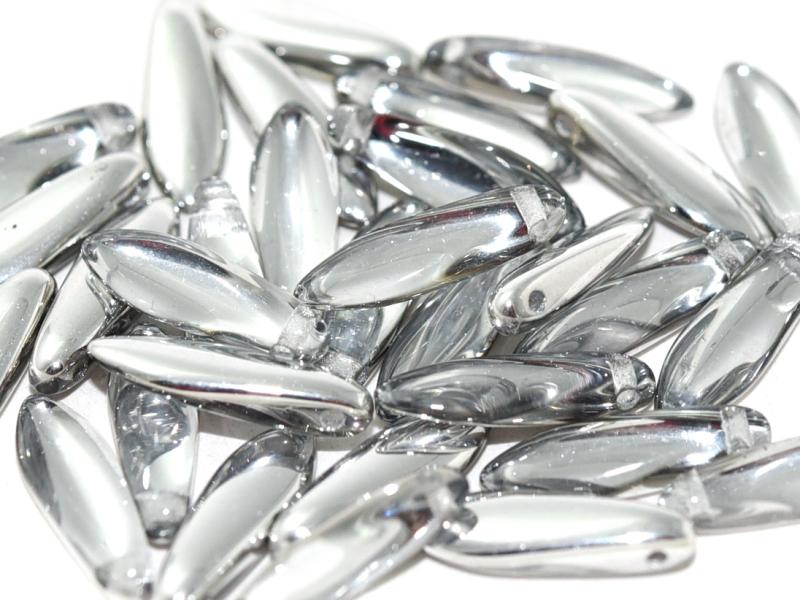Dolchperlen 5x16 mm Kristall Labrador Tschechisches Glas Farbe_Silver
