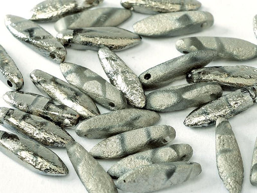Dolchperlen 5x16 mm Kristallgeätzte Chromleisten Tschechisches Glas Farbe_Silver