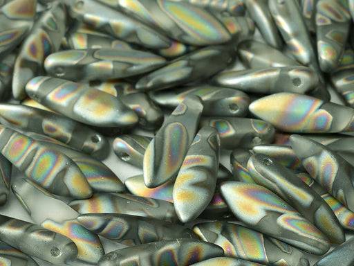 Dolchperlen 5x16 mm Kristall Vitrail Streifen Mattiert Tschechisches Glas Farbe_Multicolored