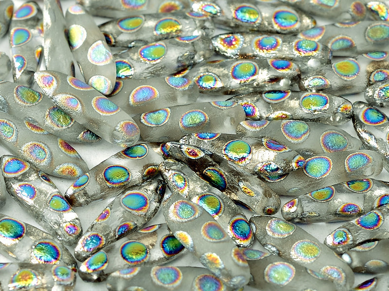 Dolchperlen 5x16 mm Kristall Geätzte Vitrail Punkte Tschechisches Glas Farbe_Multicolored