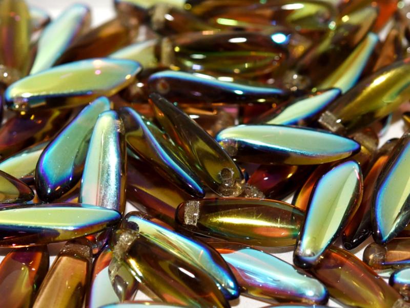 Dolchperlen 5x16 mm Rauchtopas AB Tschechisches Glas Farbe_Multicolored