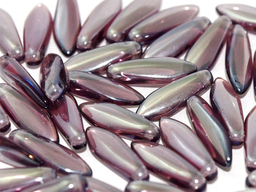 Dolchperlen 5x16 mm Amethyst Volle Argentische Flare Tschechisches Glas Farbe_Purple