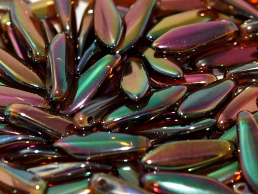 Dolchperlen 5x16 mm Hellviolett Apricot Medium voll Tschechisches Glas Farbe_Purple Farbe_ Multicolored