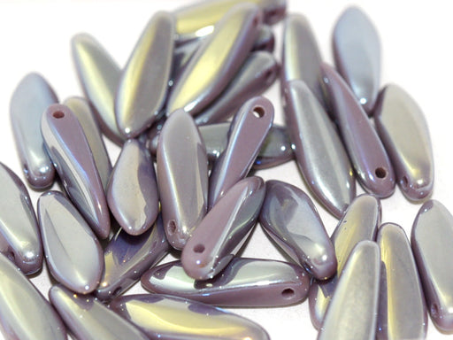 Dolchperlen 5x16 mm Flieder Opak Volles Licht AB Tschechisches Glas Farbe_Purple Farbe_ Multicolored