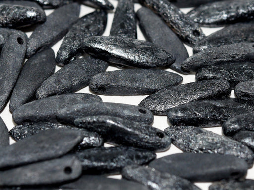 Dolchperlen 5x16 mm Jet Hämatit geätzt Tschechisches Glas Farbe_Grey