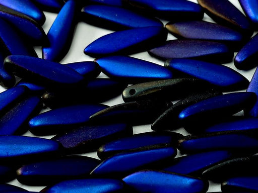 Dolchperlen 5x16 mm Schwarz Voll Azuro verfilzt Tschechisches Glas Farbe_Blue Farbe_ Black