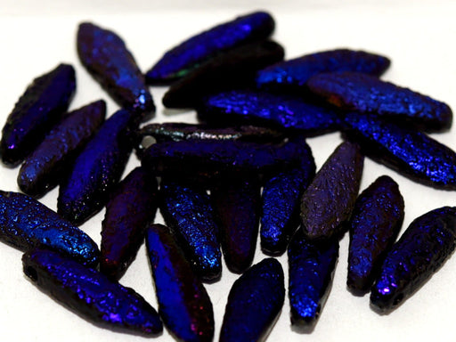 Dolchperlen 5x16 mm Jet Azuro geätzt voll Tschechisches Glas Farbe_Blue Farbe_ Black