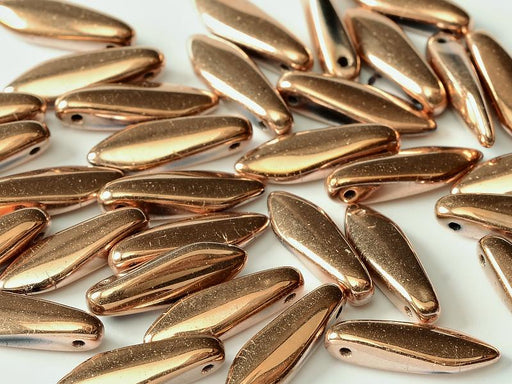 Dolchperlen 5x16 mm Jet Capri Gold voll Tschechisches Glas Farbe_Gold