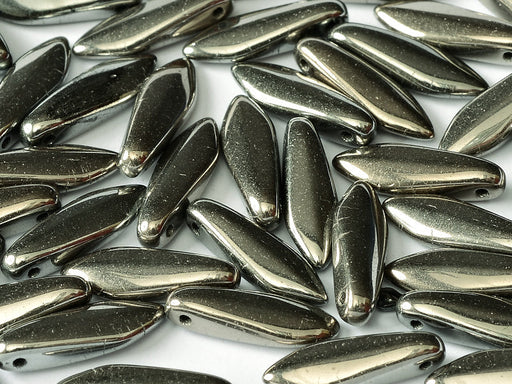 Dolchperlen 5x16 mm Jet Chrom voll Tschechisches Glas Farbe_Silver