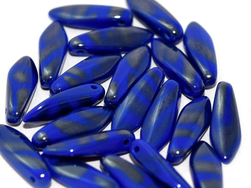 Dolchperlen 5x16 mm Undurchsichtiges Blau Argentinisch Streifen Tschechisches Glas Farbe_Blue Farbe_ Silver