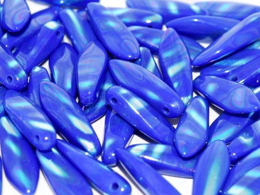 Dolchperlen 5x16 mm Undurchsichtiges Blau AB-Streifen Tschechisches Glas Farbe_Blue Farbe_ Multicolored