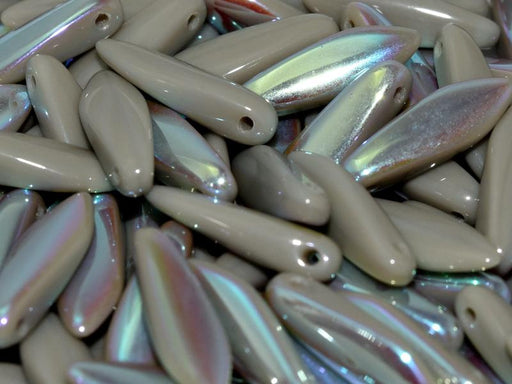 Dolchperlen 5x16 mm Undurchsichtiges Grau AB Tschechisches Glas Farbe_Grey Farbe_ Multicolored