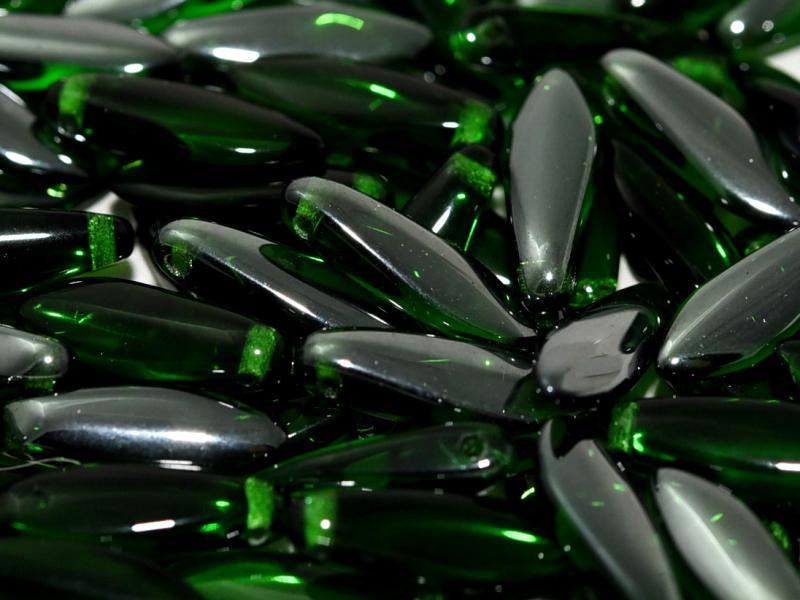 Dolchperlen 5x16 mm Chrysolith Vakuum Hämatit Tschechisches Glas Farbe_Green