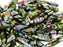 Dolchperlen 5x16 mm Olivin Glasmalerei Streifen Tschechisches Glas Farbe_Green Farbe_ Multicolored