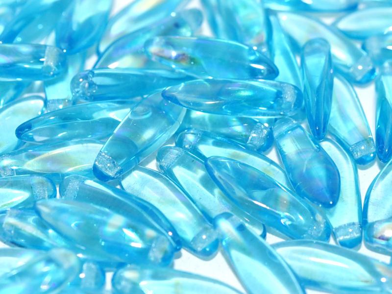 Dolchperlen 5x16 mm Aqua AB-Streifen Tschechisches Glas Farbe_Blue