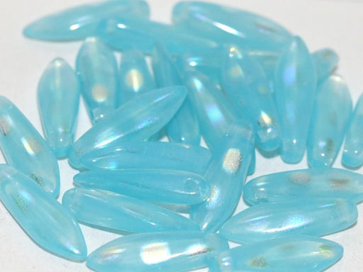 Dolchperlen 5x16 mm Aqua Opal AB-Punkte Tschechisches Glas Farbe_Blue