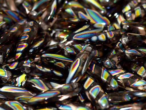 Dolchperlen 5x16 mm Rosaline Glasmalerei Streifen Tschechisches Glas Farbe_Pink Farbe_ Multicolored