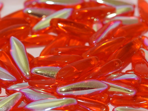 Dolchperlen 5x16 mm Hyazinthe AB Tschechisches Glas Farbe_Orange Farbe_ Multicolored