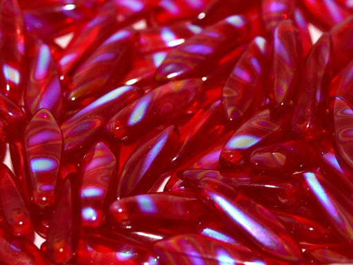 Dolchperlen 5x16 mm Rot AB-Streifen Tschechisches Glas Farbe_Red Farbe_ Multicolored