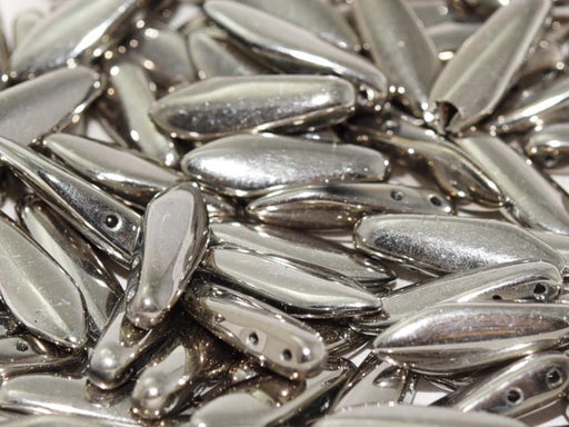 Dolchperlen 3x11 mm Kristall Chrome voll mattiert Tschechisches Glas Farbe_Silver