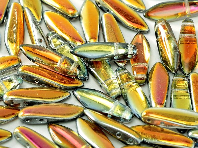 Dolchperlen 3x11 mm Kristall Glasmalerei voll Tschechisches Glas Farbe_Multicolored