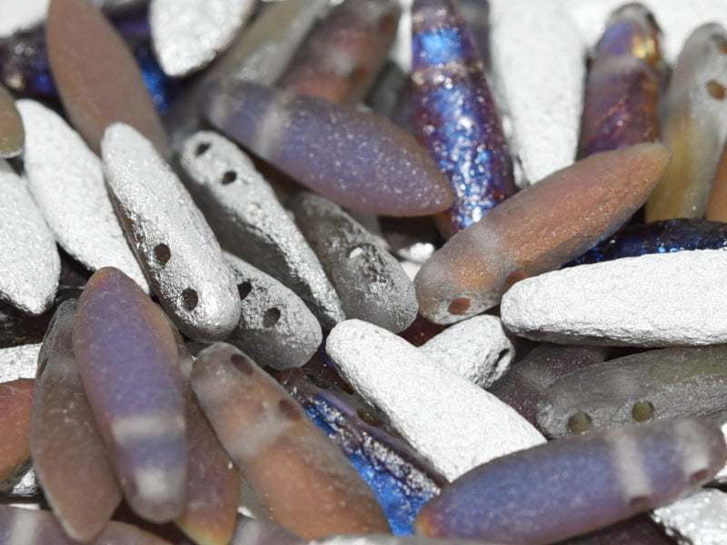Dolchperlen 3x11 mm Kristall Blau Schimmernd Tschechisches Glas Farbe_Blue Farbe_ Multicolored