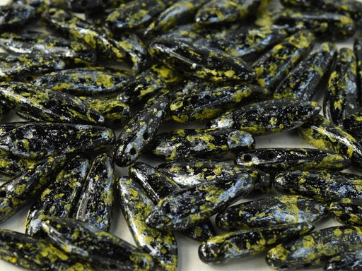 Dolchperlen 3x11 mm Jet Hämatit geätzt Tschechisches Glas Farbe_Grey