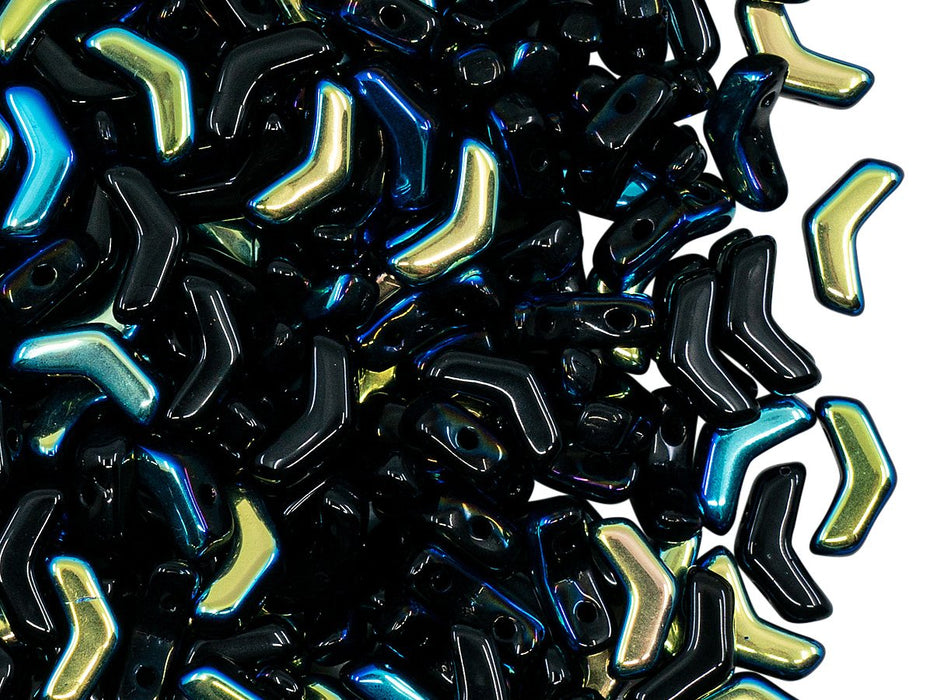 Arrow® Beads 5x8 2-Loch  Jet Black AB Tschechisches Glas 
 Black Multicolored