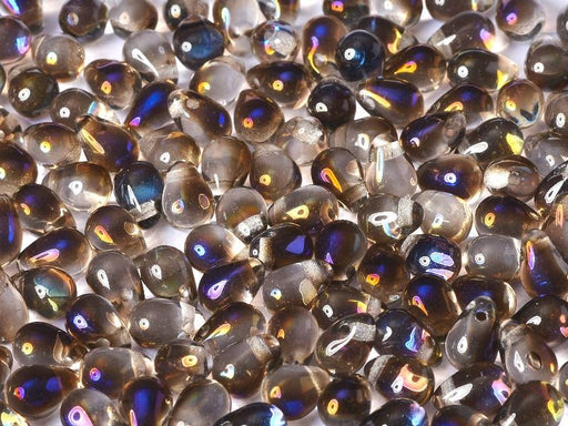Teardrop Perlen 6x9mm Kristall Azuro Tschechisches Glas Farbe_Grey Farbe_ Blue