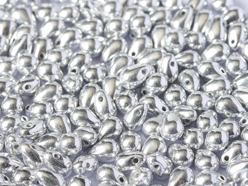 Teardrop Perlen 6x9mm Kristall  Labrador voll Tschechisches Glas Farbe_Silver