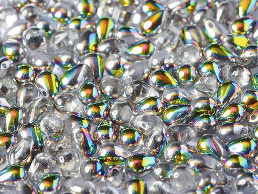 Teardrop Perlen 6x9mm Kristall Glasmalerei Tschechisches Glas Farbe_Multicolored